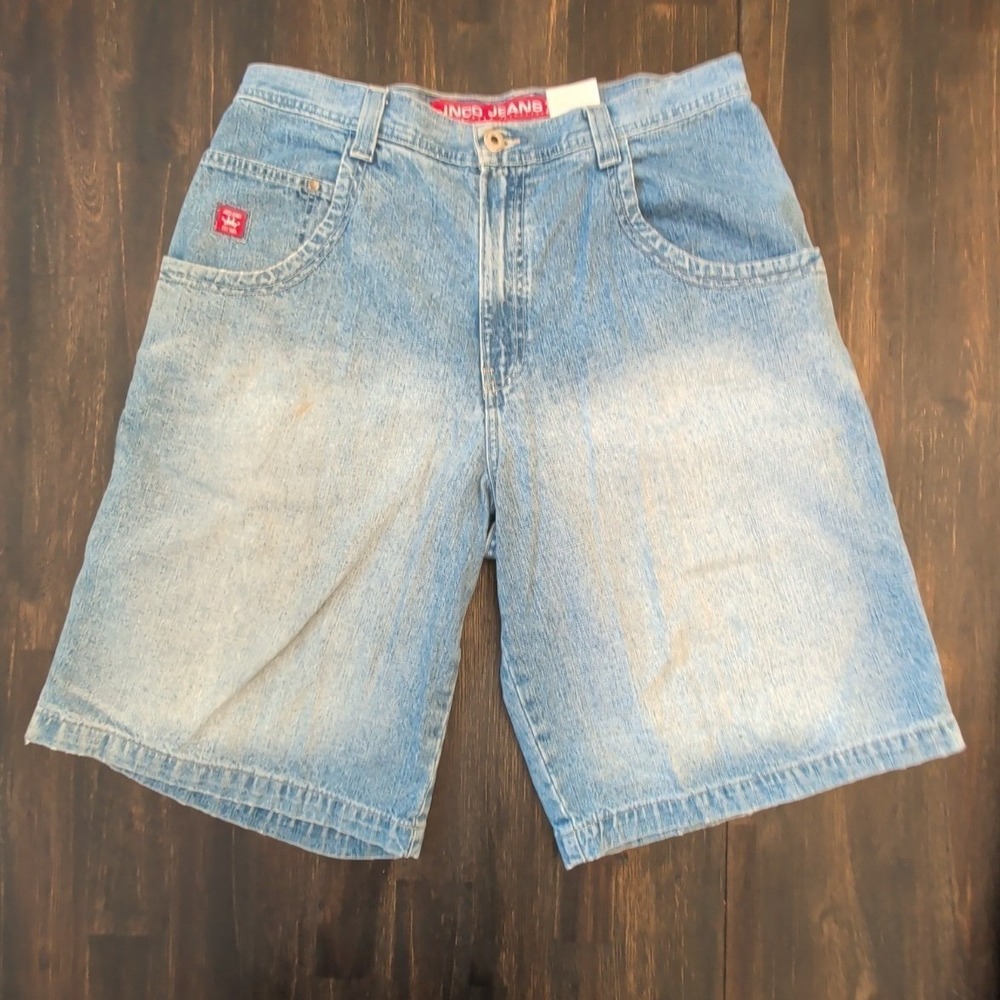 Vintage JNCO Dragon Embroidered Denim Shorts Size 36 Rare Jorts Skater Y2K